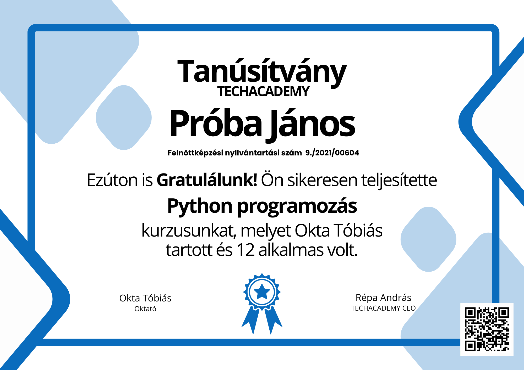 Szakmai tanúsítvány